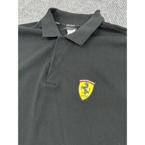 Vintage Ferrari Men's XL Polo Shirt Black Embroidered Logo